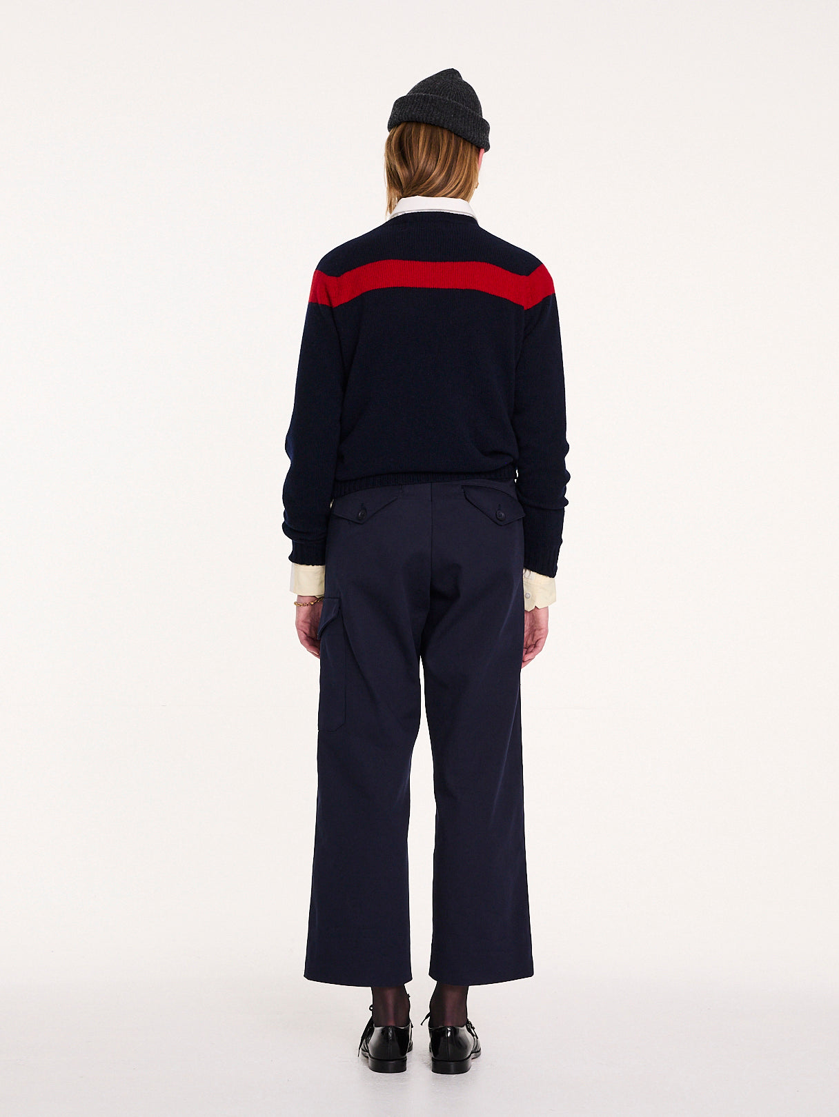 OSSIE traditional Seam Free Sweater With Placed Graphic Yoke Design - Navy / Red