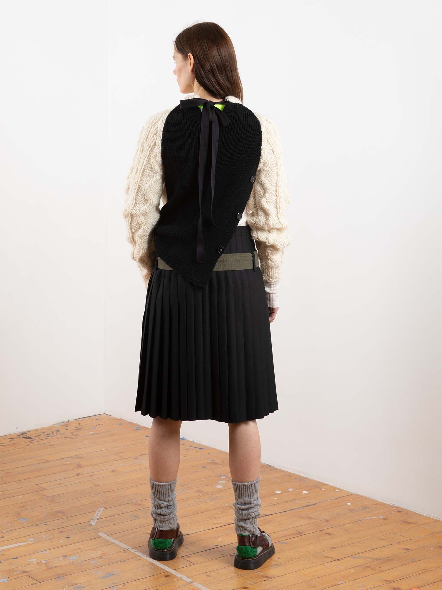 VIV Traditional Hand Pleated Kilt With Military Details - Black / Navy / Camouflage