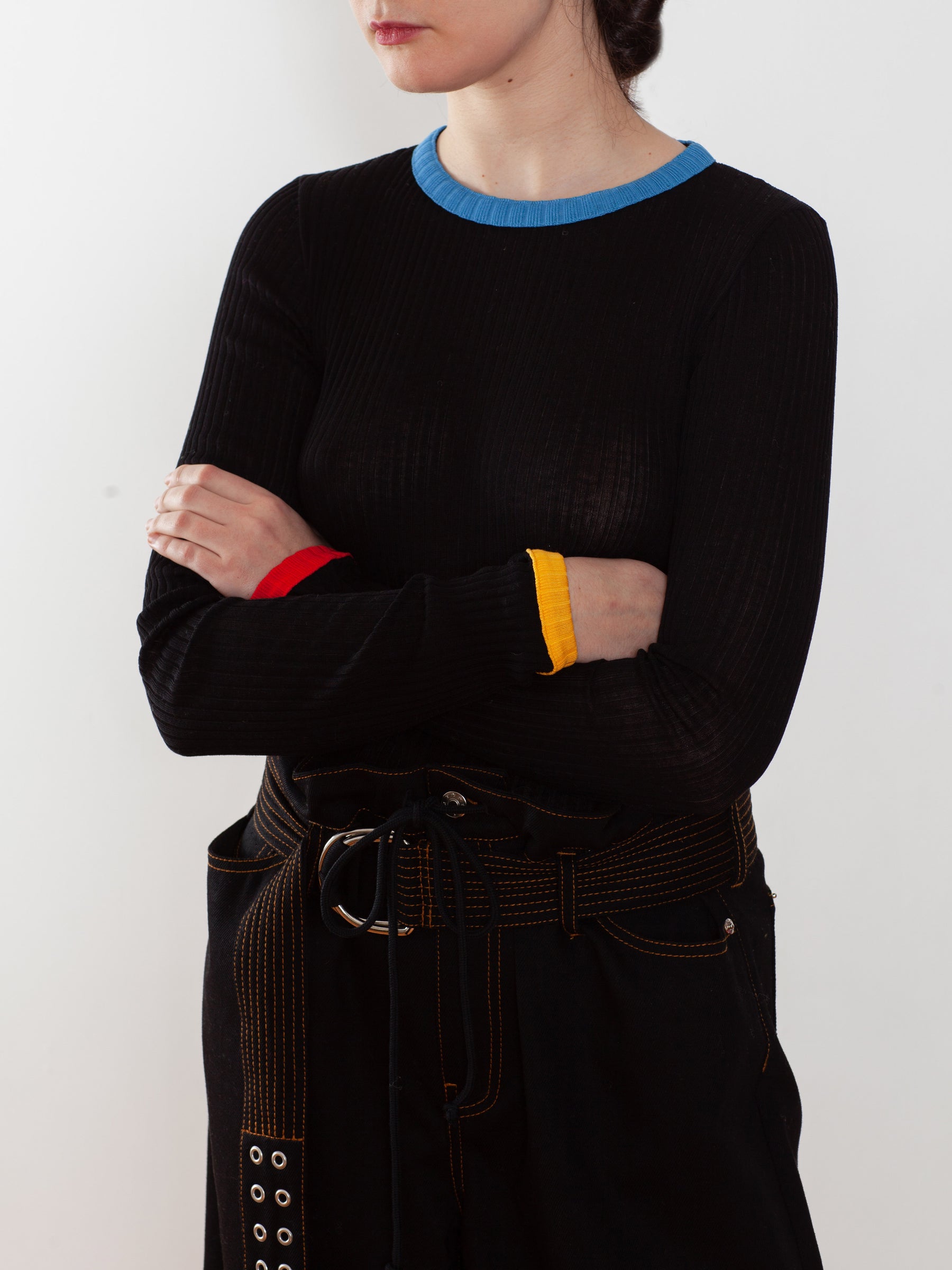MOFFITT Fine Weight Ribbed Top  - Black / Blue / Red / Yellow