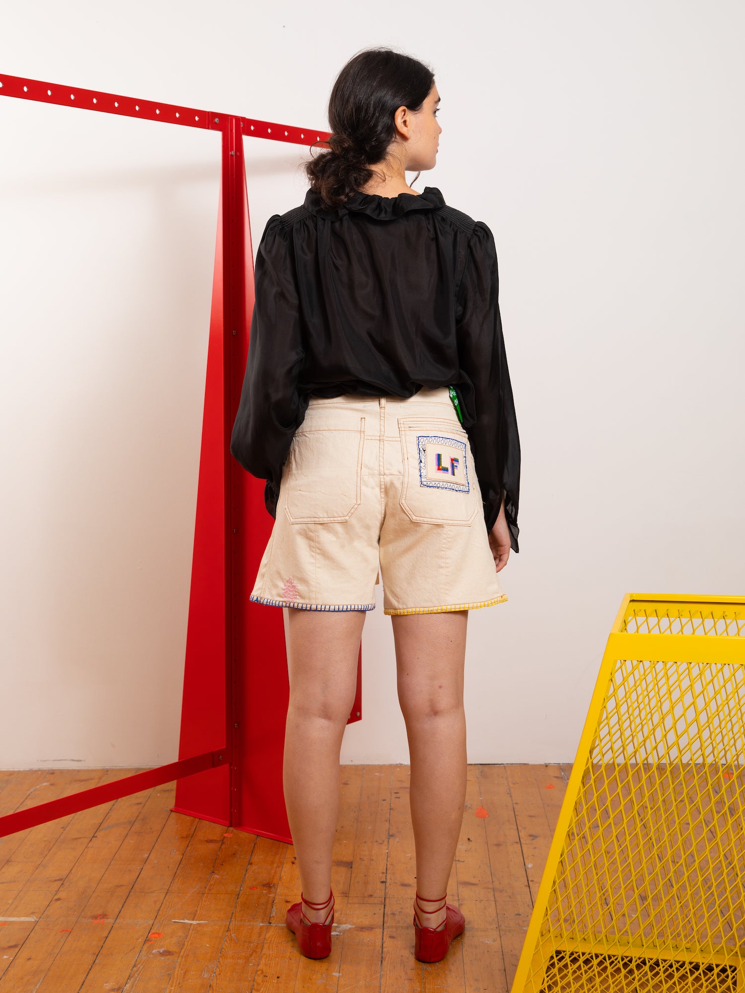 JODIE Denim Shorts - Ecru / Multico