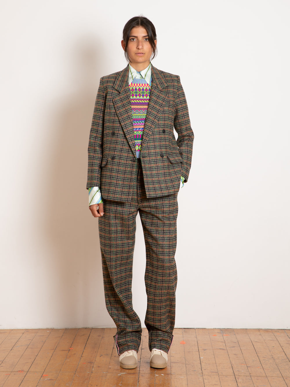 ALBERT Menswear Tailored Pant - Brown / Orange / Green Check