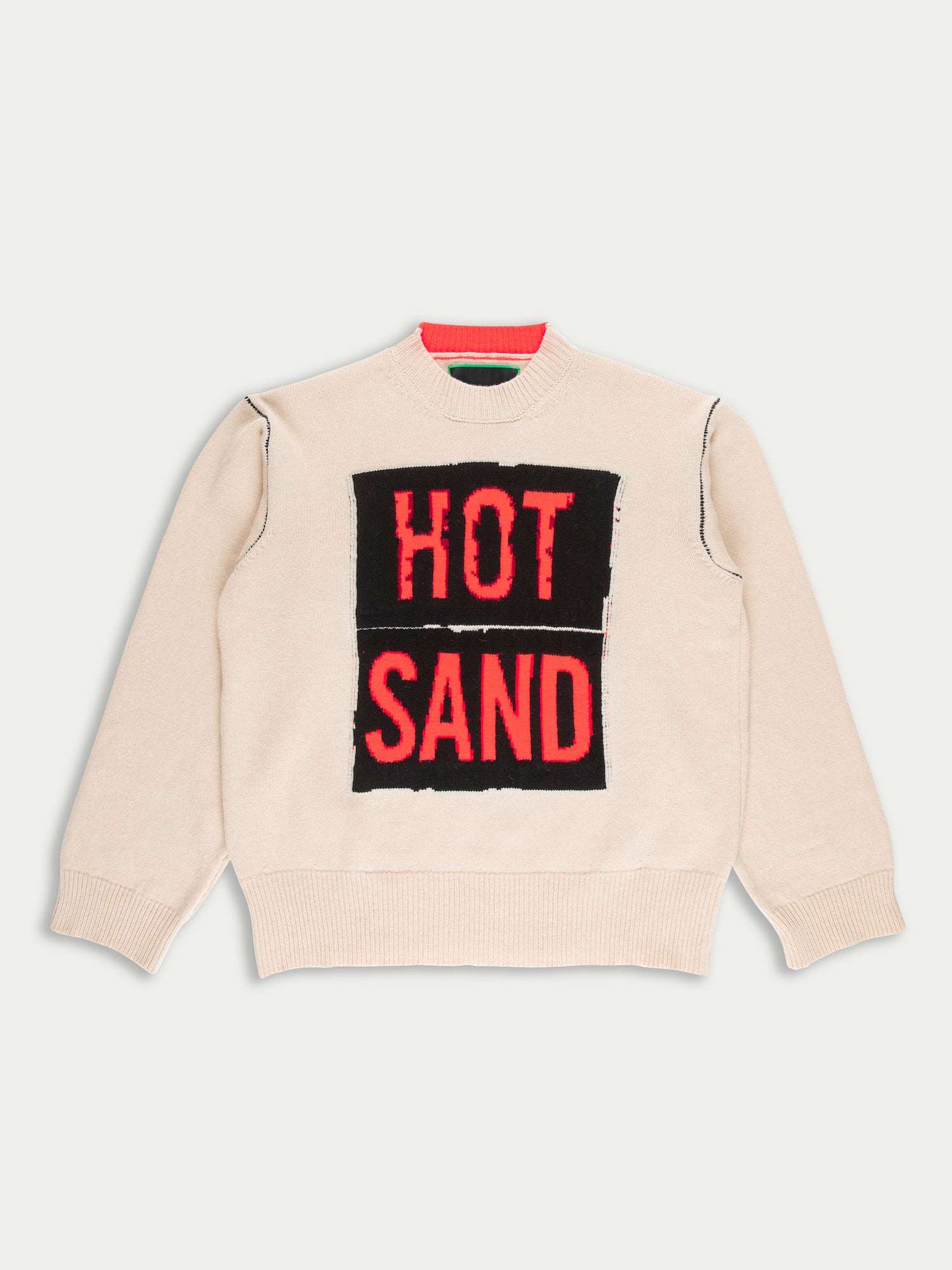 SCOTT Oversized Loose Fit Sweater - Ecru / Neon Orange / Black