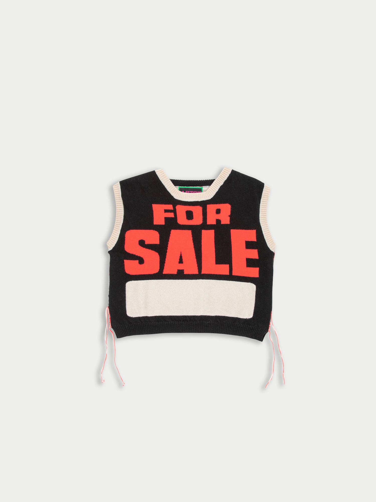MYLES Contrast Sweater Vest - Black / Neon Orange / Ecru