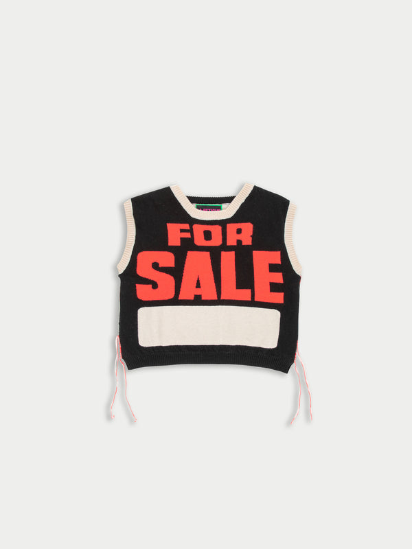 MYLES Contrast Sweater Vest - Black / Neon Orange / Ecru