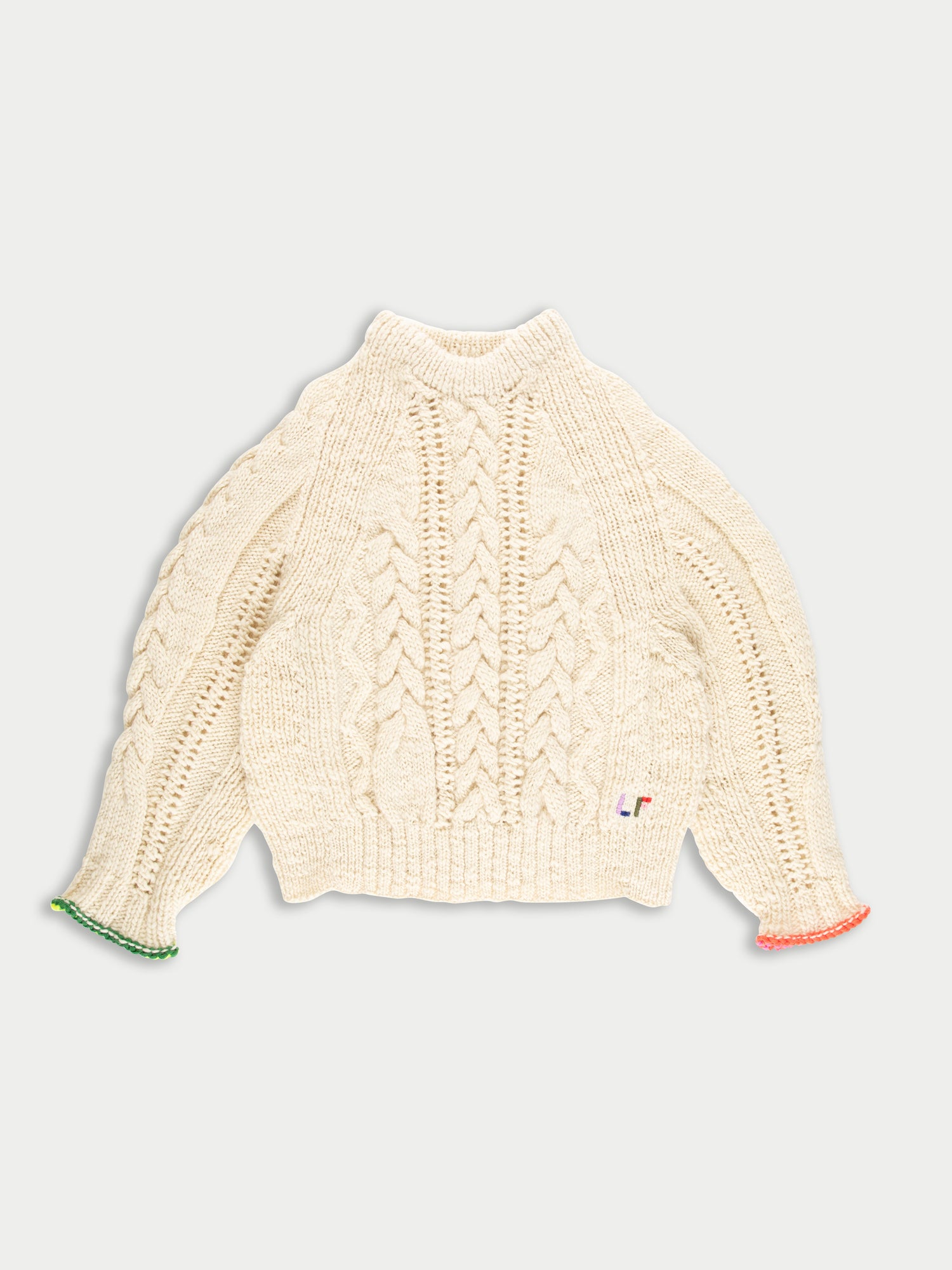 MARIANNE Hand Knitted Cable Sweater - Ecru