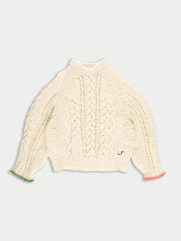 MARIANNE Hand Knitted Cable Sweater - Ecru