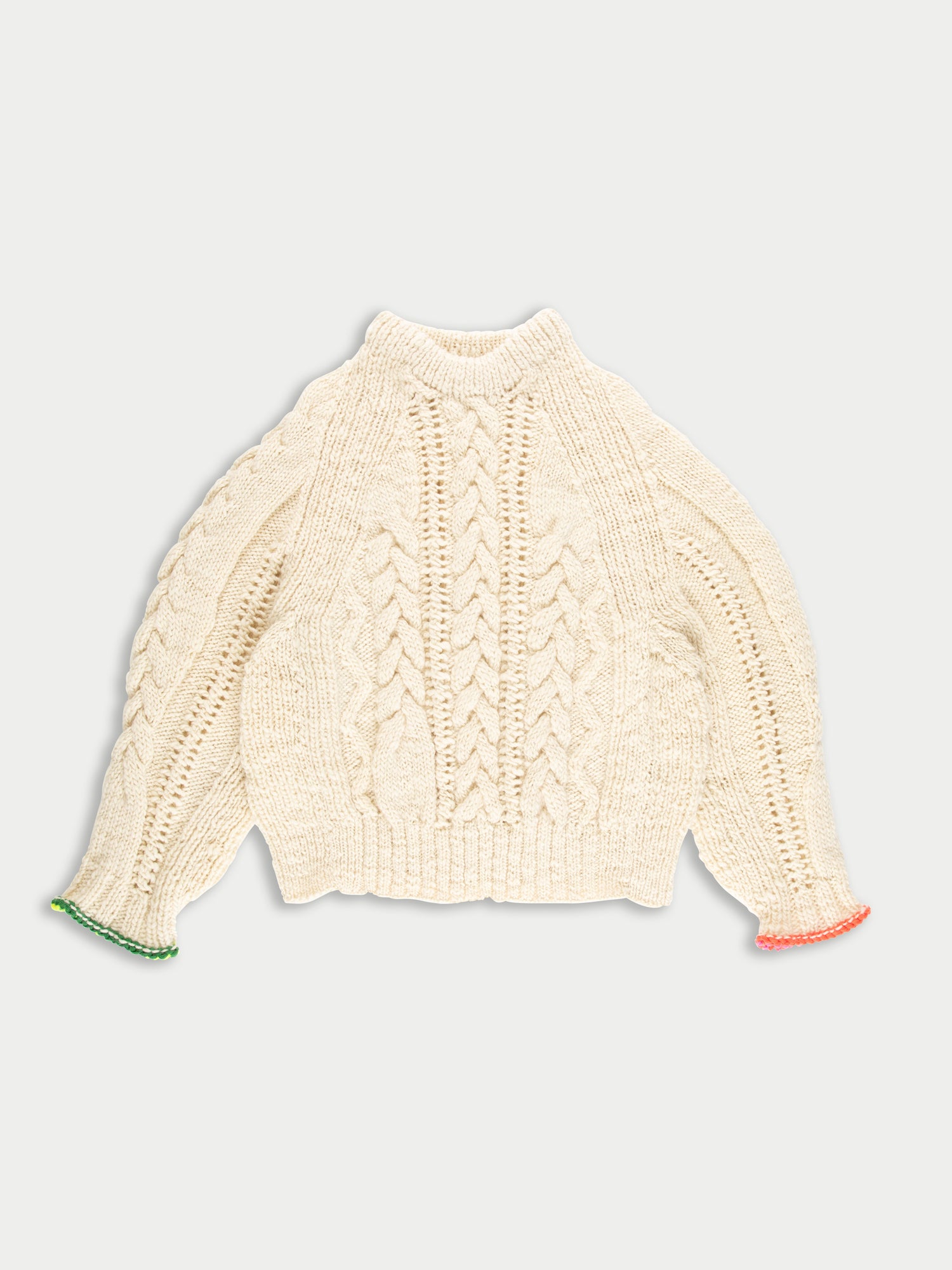 MARIANNE Hand Knitted Cable Sweater - Ecru