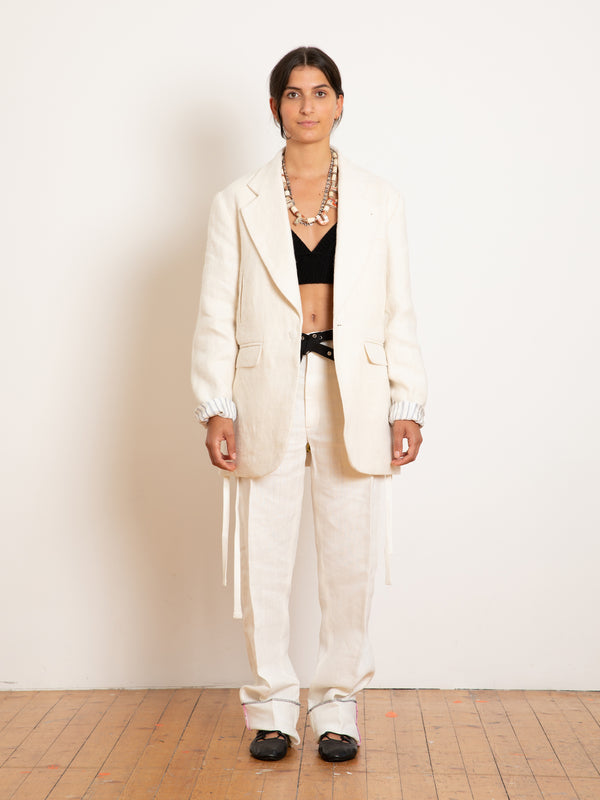 ALBERT Traditional Menswear Tailored Pant - Off White