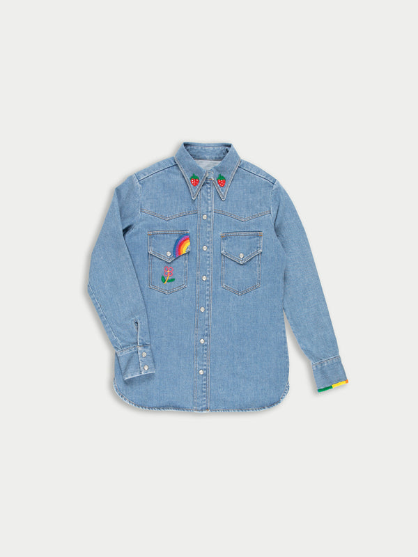 ONO Stone Washed Denim Shirt - Blue Denim