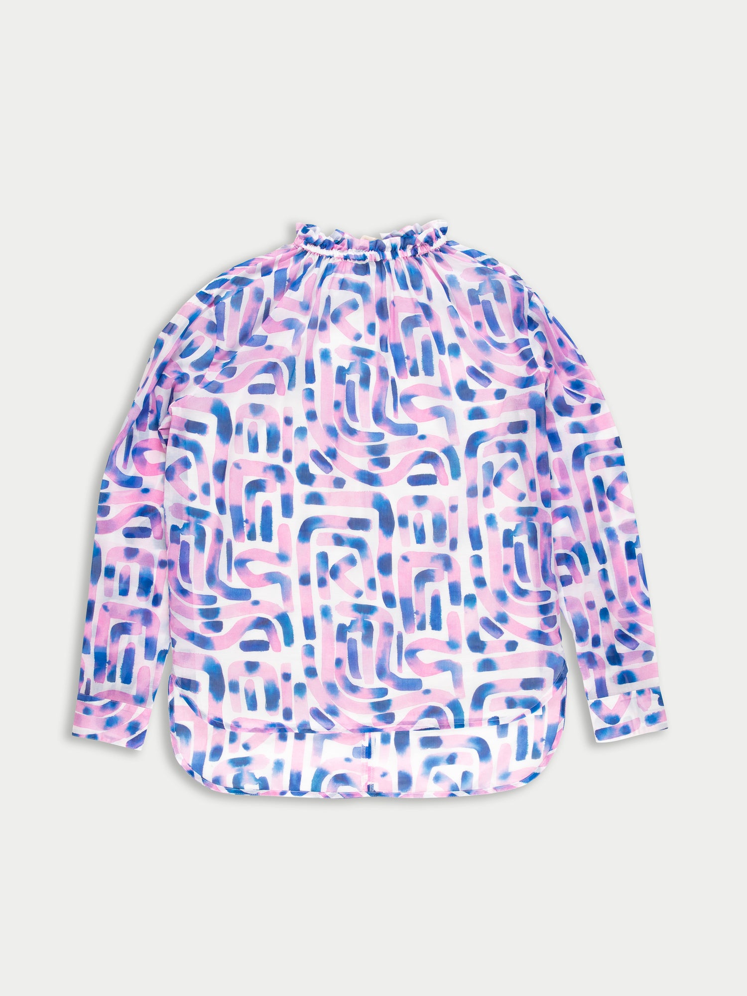 VIVIENNE Lightweight Printed Cotton Voile Blouse - Blue / Pink