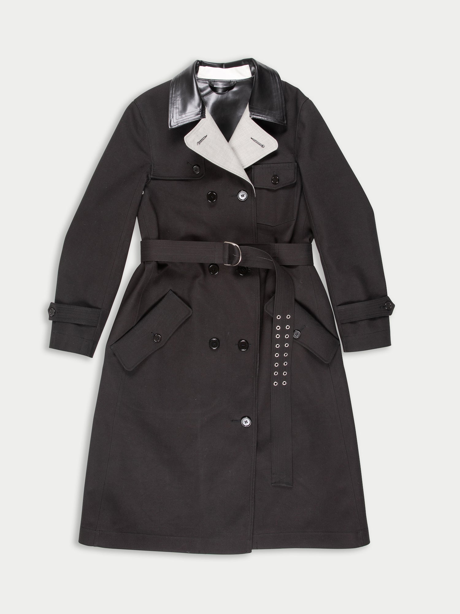 TEDDY Fitted Trench Coat - Black / Light Grey