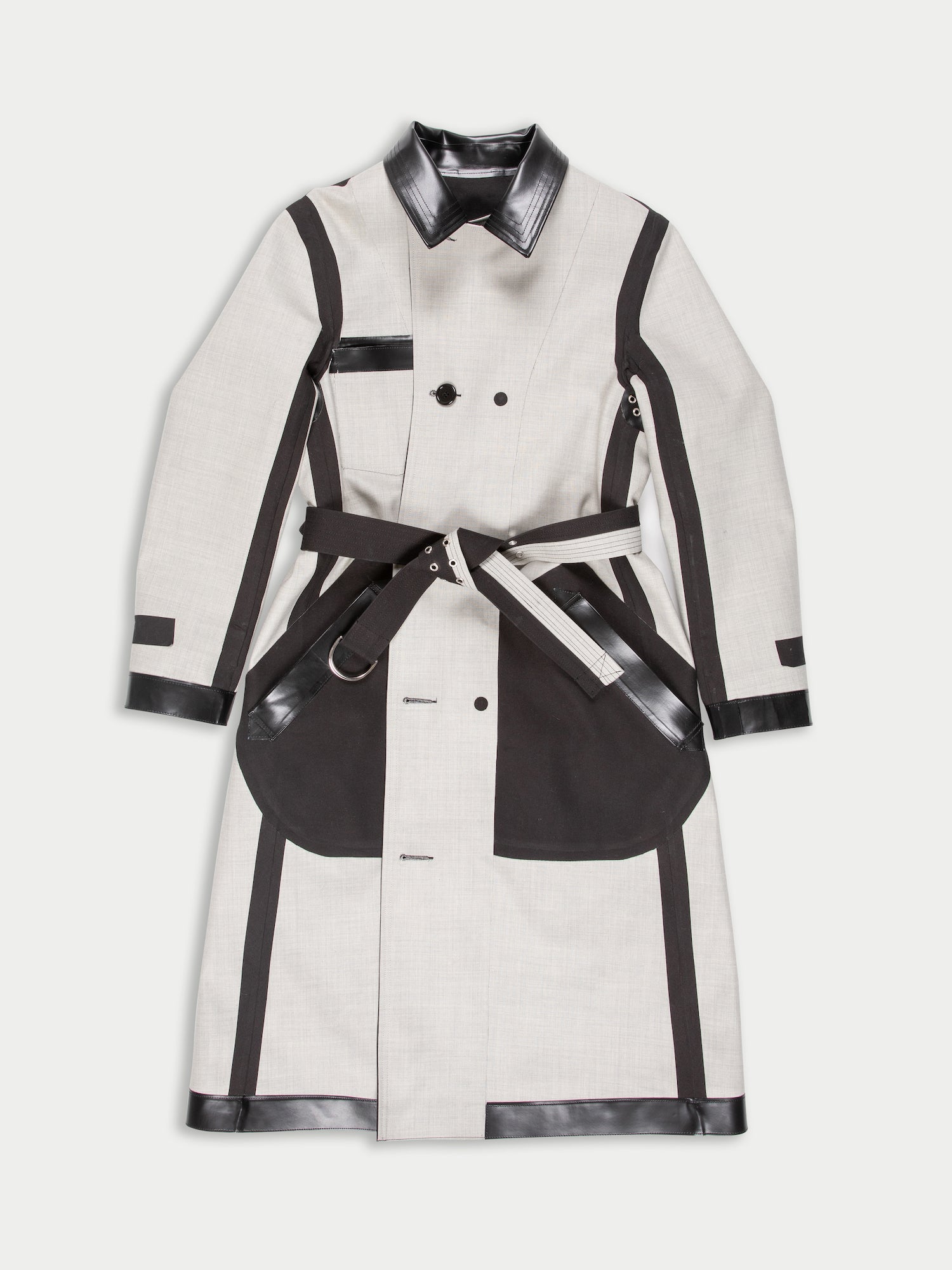 TEDDY Fitted Trench Coat - Black / Light Grey
