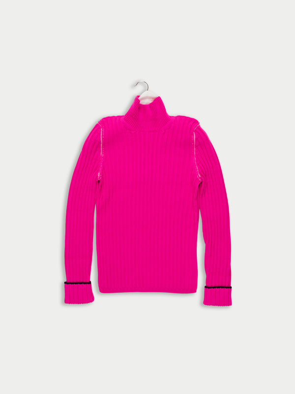 POLLY Skinny Ribbed Sweater  - Pink / Ecru / Black