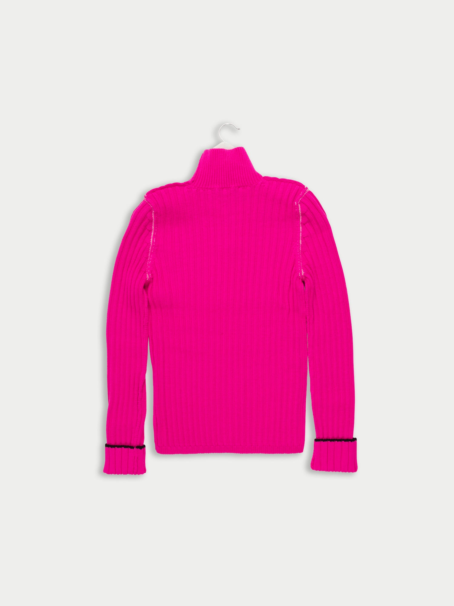 POLLY Skinny Ribbed Sweater  - Pink / Ecru / Black