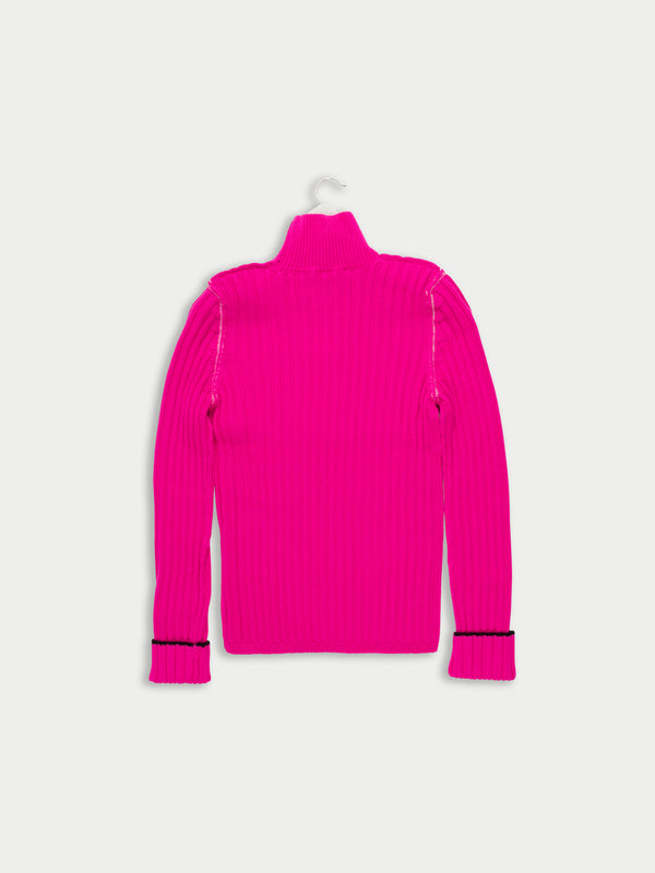 POLLY Skinny Ribbed Sweater  - Pink / Ecru / Black