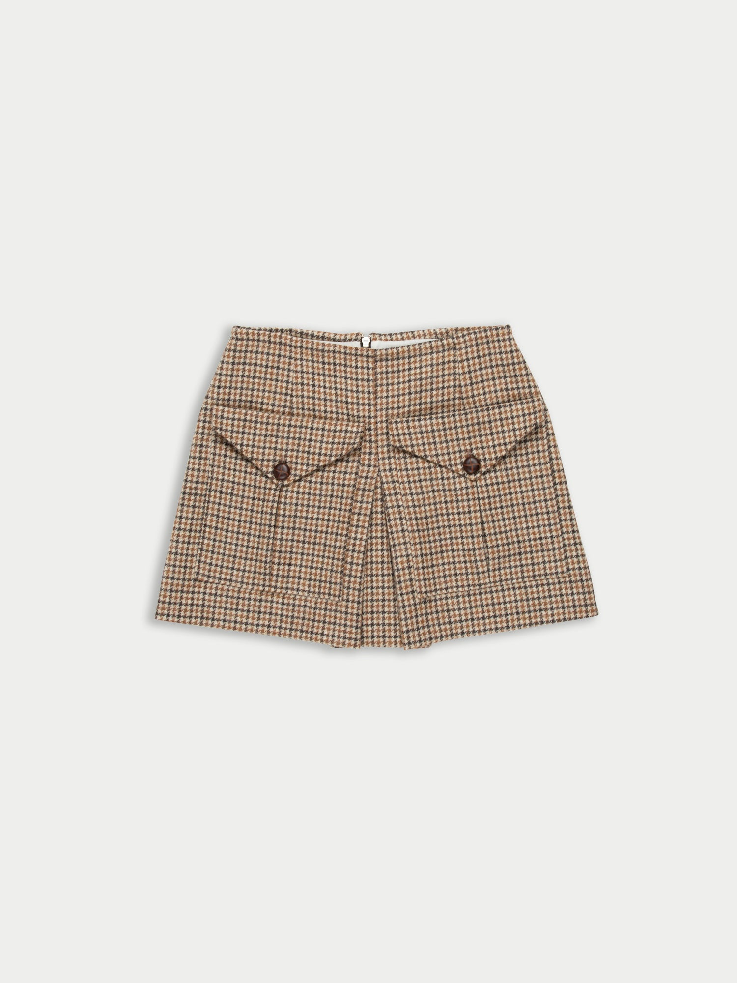BRIGITTE Tweed Mini Skirt - Brown Houndstooth