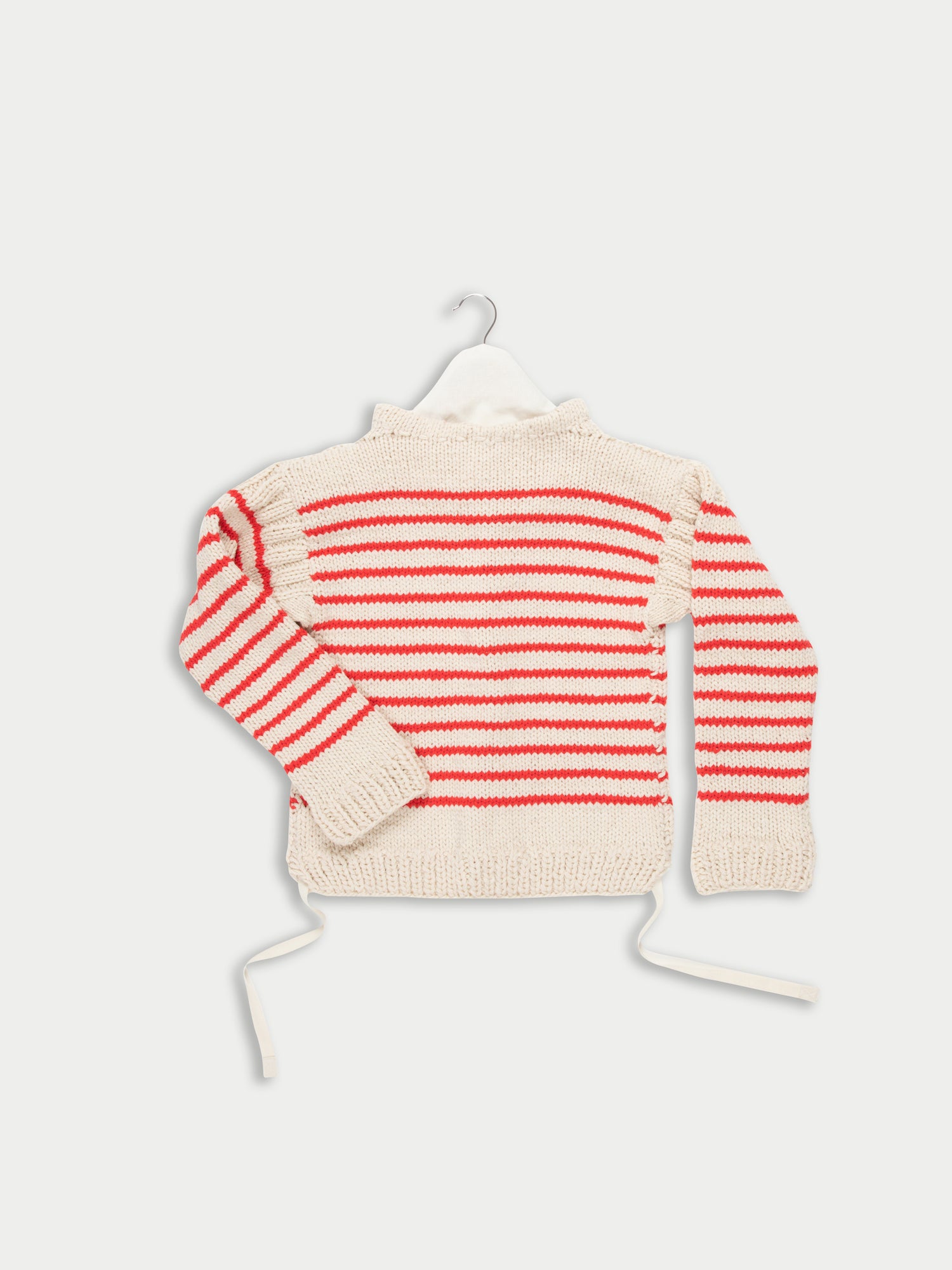 CINDY Traditional Handknitted Sailor Sweater - Ecru / Red
