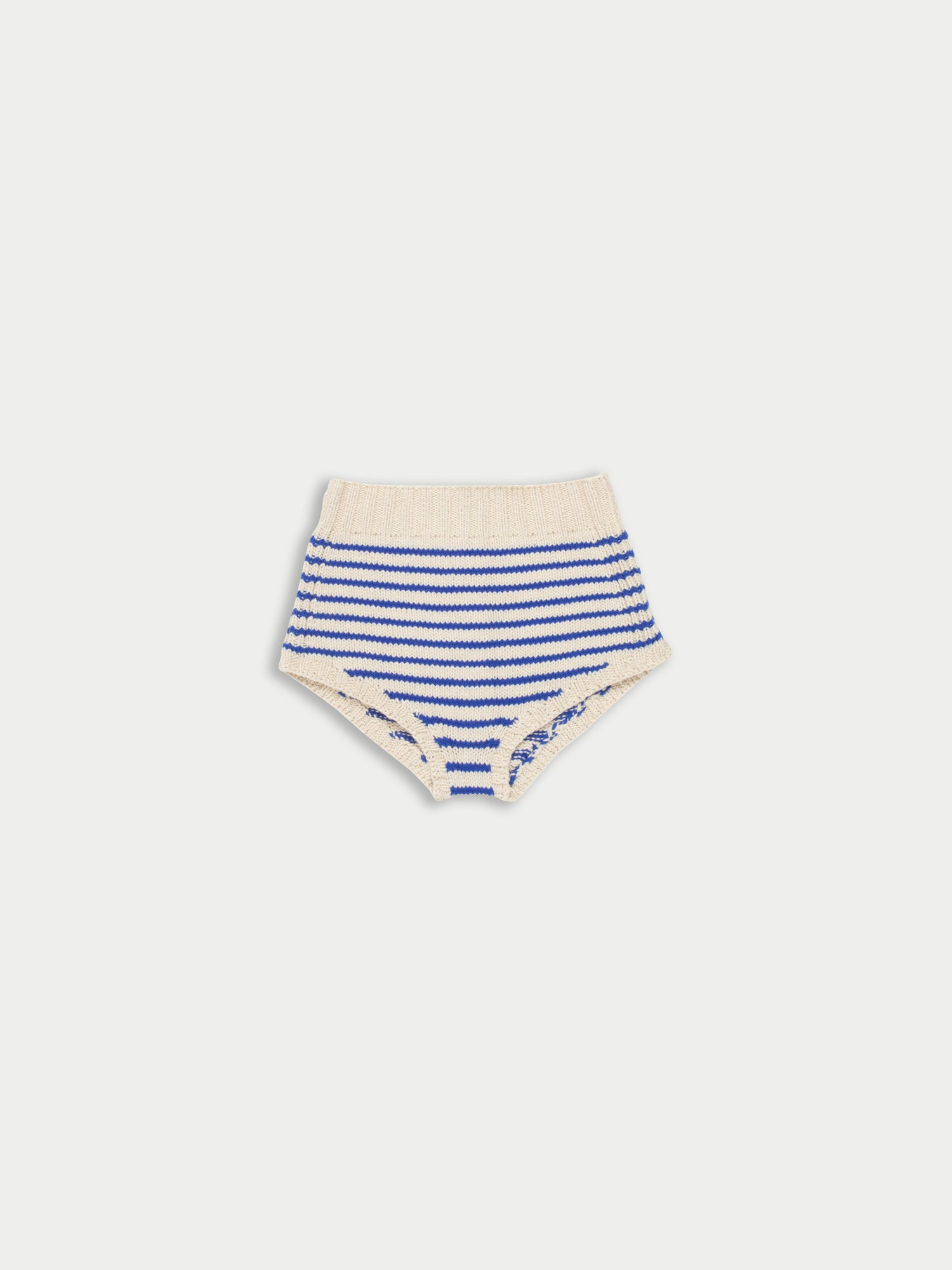 EDIE Handknitted Striped Pants - Ecru / Blue