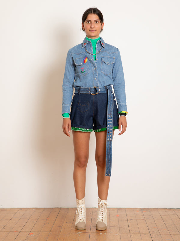 MARGUERITE Raw Denim Short  - Indigo Denim