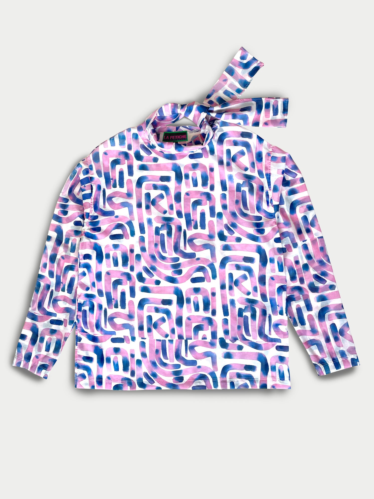 IRENE Oversized Lightweight Printed Cotton Voile - Blue / Pink