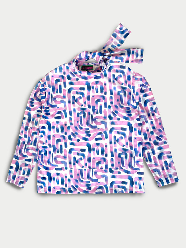 IRENE Oversized Lightweight Printed Cotton Voile - Blue / Pink