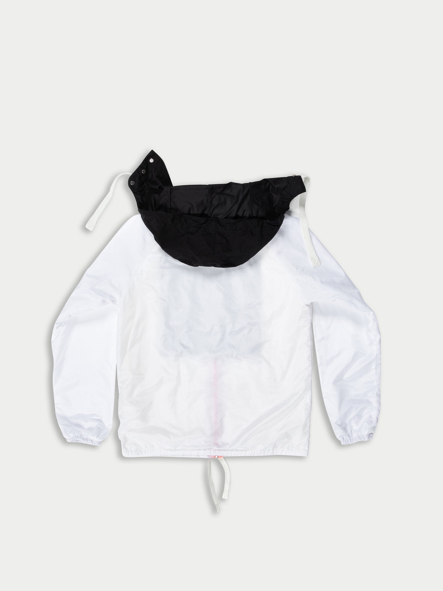 LIL Nylon Parka In Optic White With Neon Orange Zip And Black Cotton Collar Created In Collaboration With Scottish Artist Jim Lambie - White