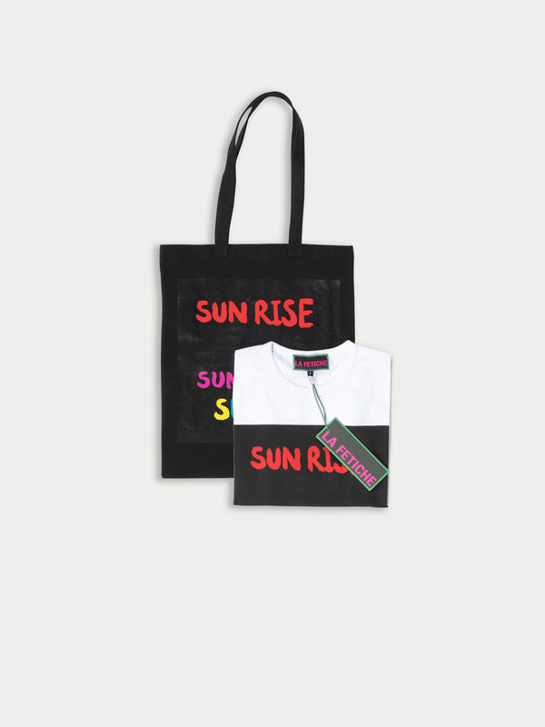 DEBBIE Sunrise Sunset Sunra Jersey T-shirt And Shopping Bag Created In Collaboration With Scottish Artist
Jim Lambie