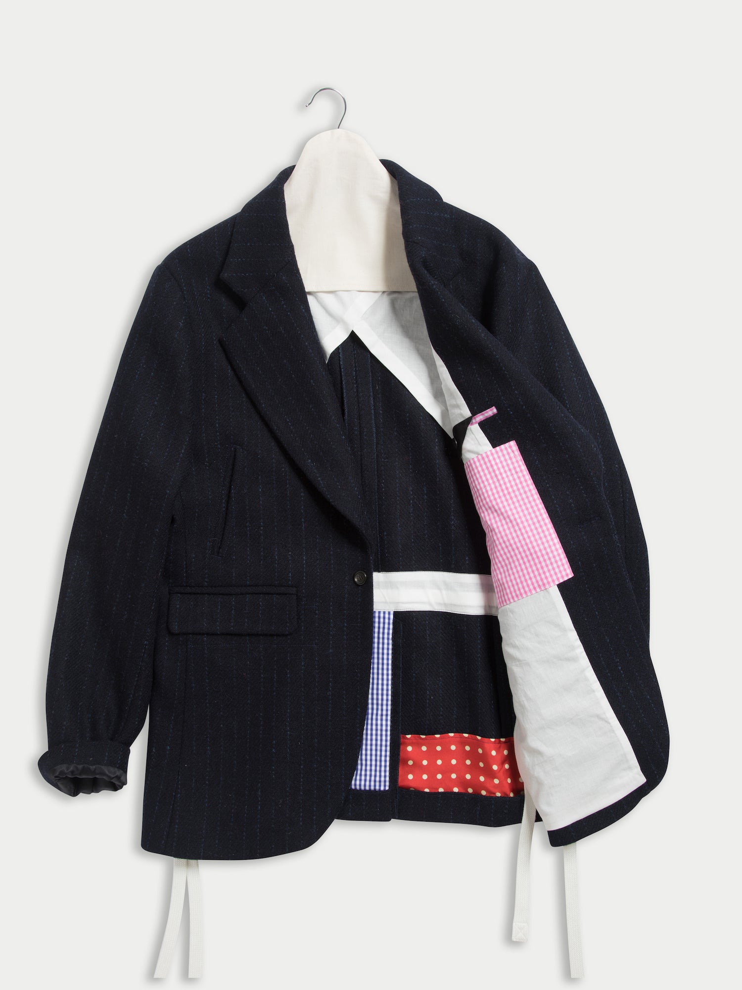 HELMUT menswear Styled Loose Fitting Rockabilly Jacket In Harris Tweed - Navy Pinstripe
