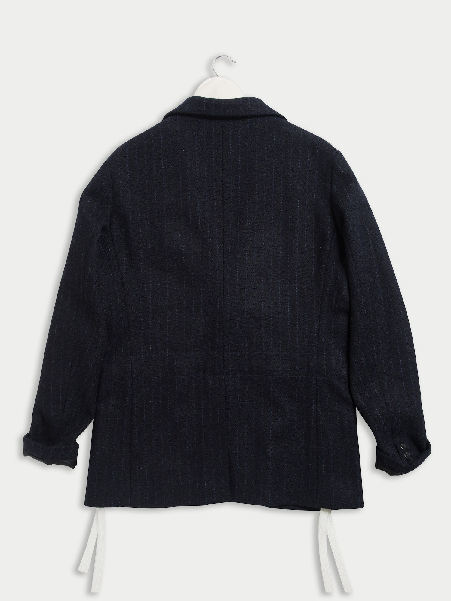 HELMUT menswear Styled Loose Fitting Rockabilly Jacket In Harris Tweed - Navy Pinstripe