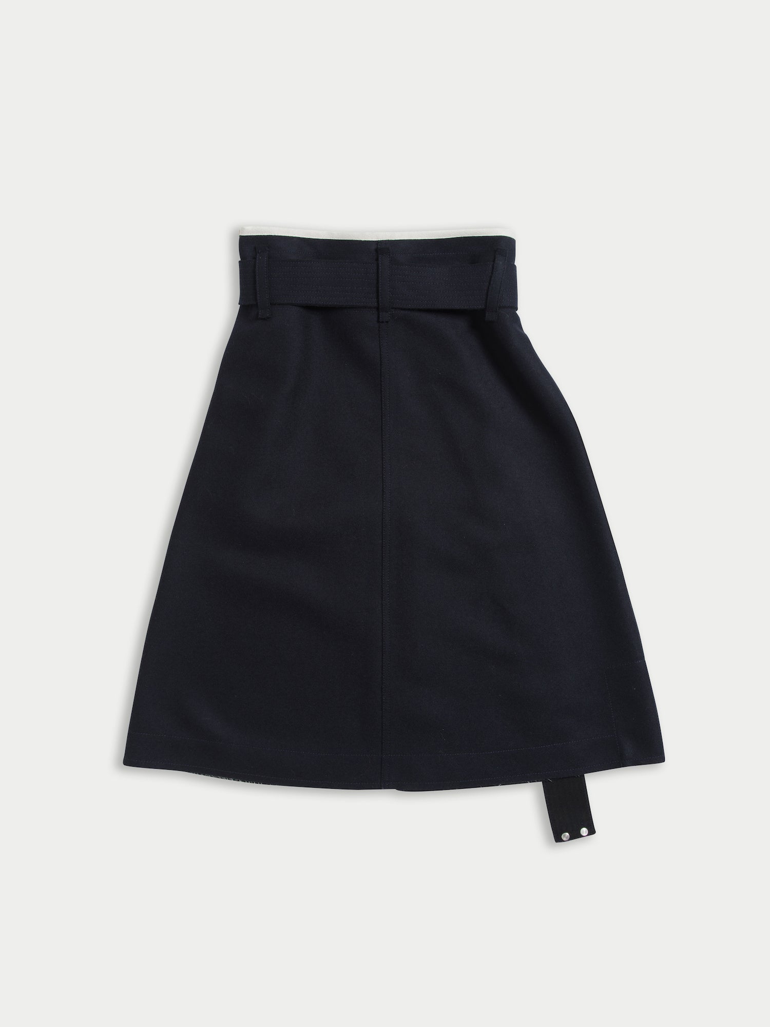 BONNIE raw-cut Felt A-line Skirt With D Ring Military Belt - Navy