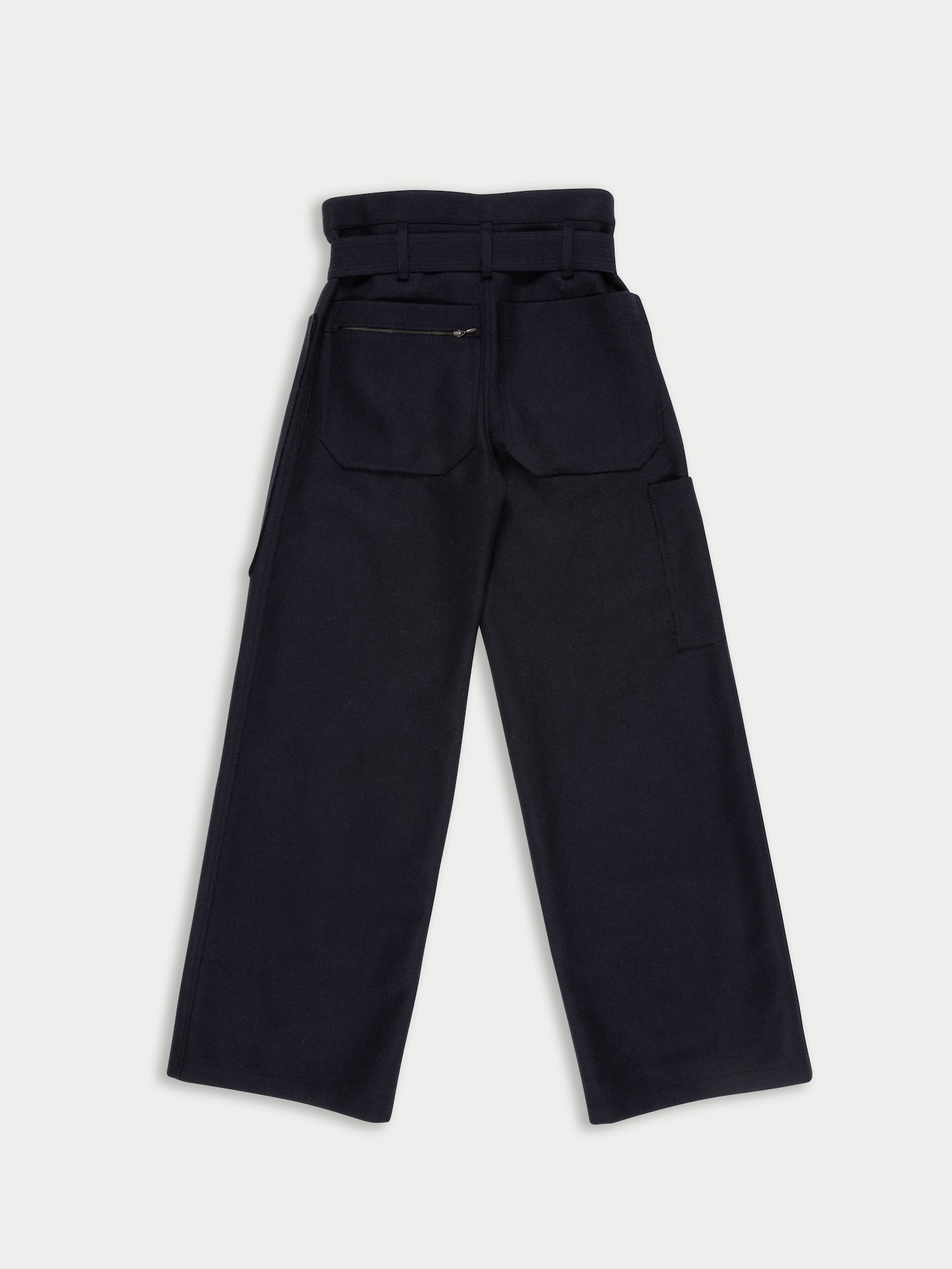 DAVID raw-cut Felt Sailor Pants With Military D Ring Belt - Navy Felt
