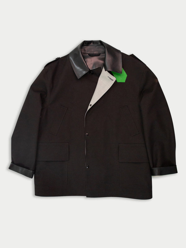 MALEVICH Reversible Oversized Pea Coat - Black / Grey / Green / Neon Pink / Yellow