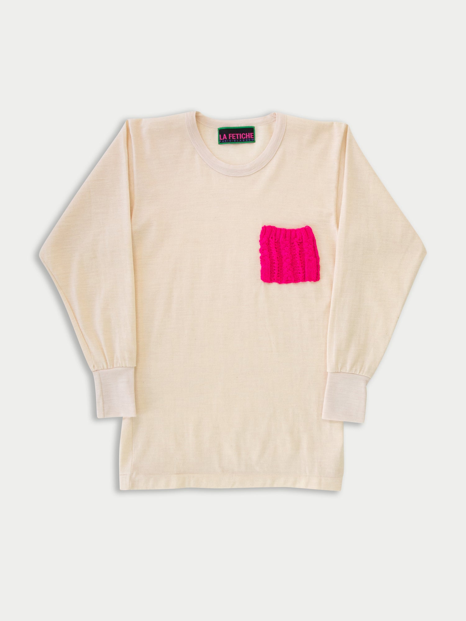 ROBYN Long Sleeve Top - Ecru / Neon Pink