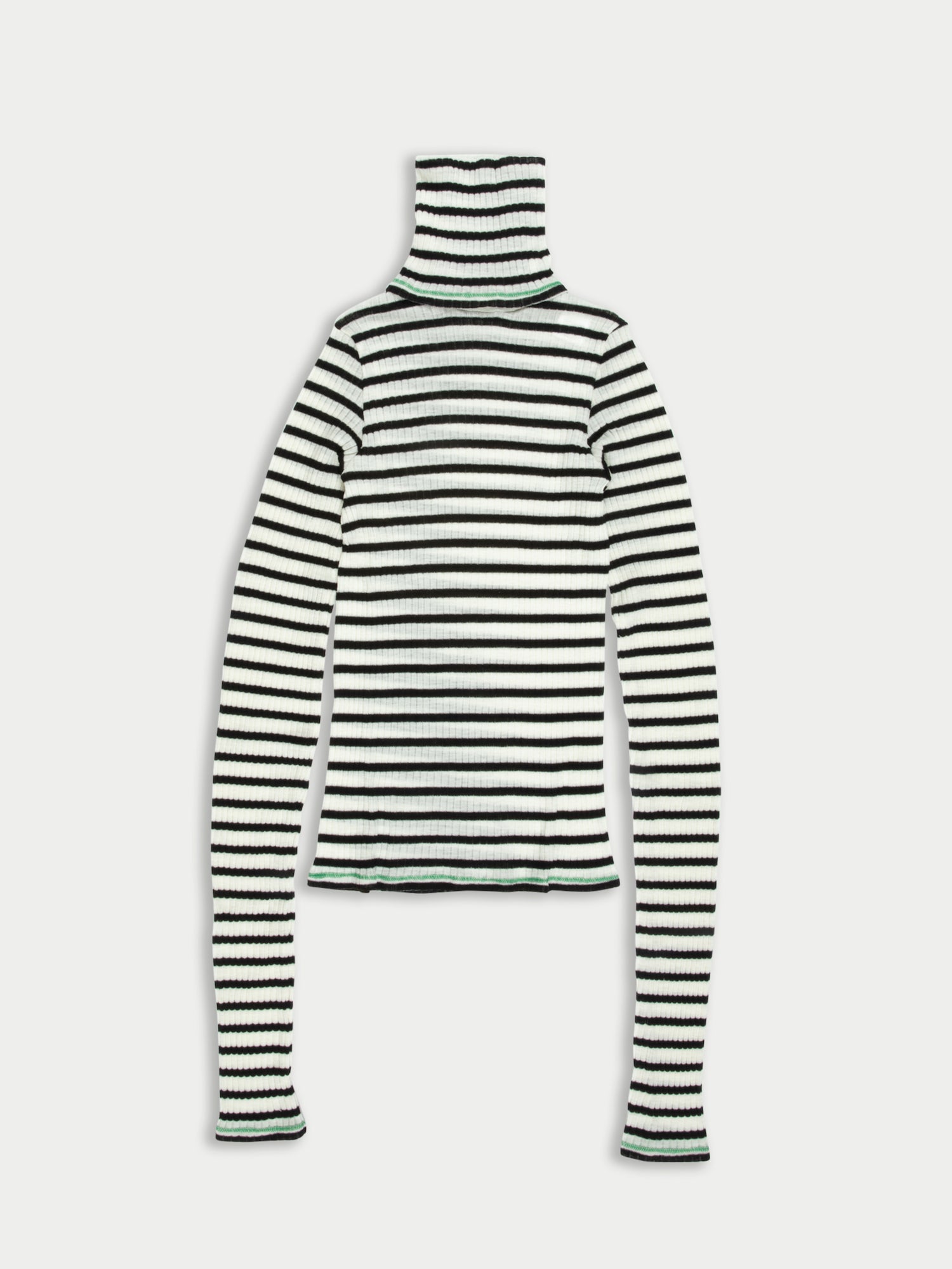 BIBA Roll Neck Striped Top  - Ecru / Black / Green