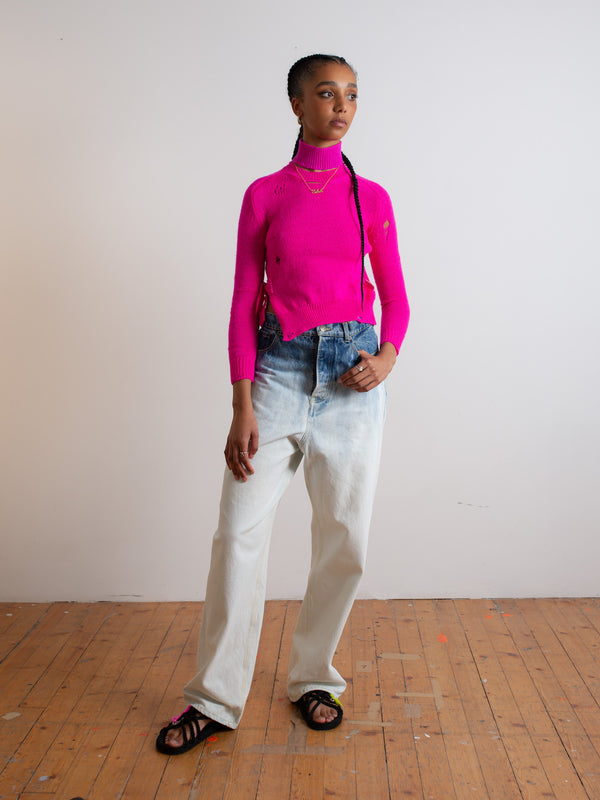 JUERGEN Boyfriend Jean - Acid Denim / White / Pink