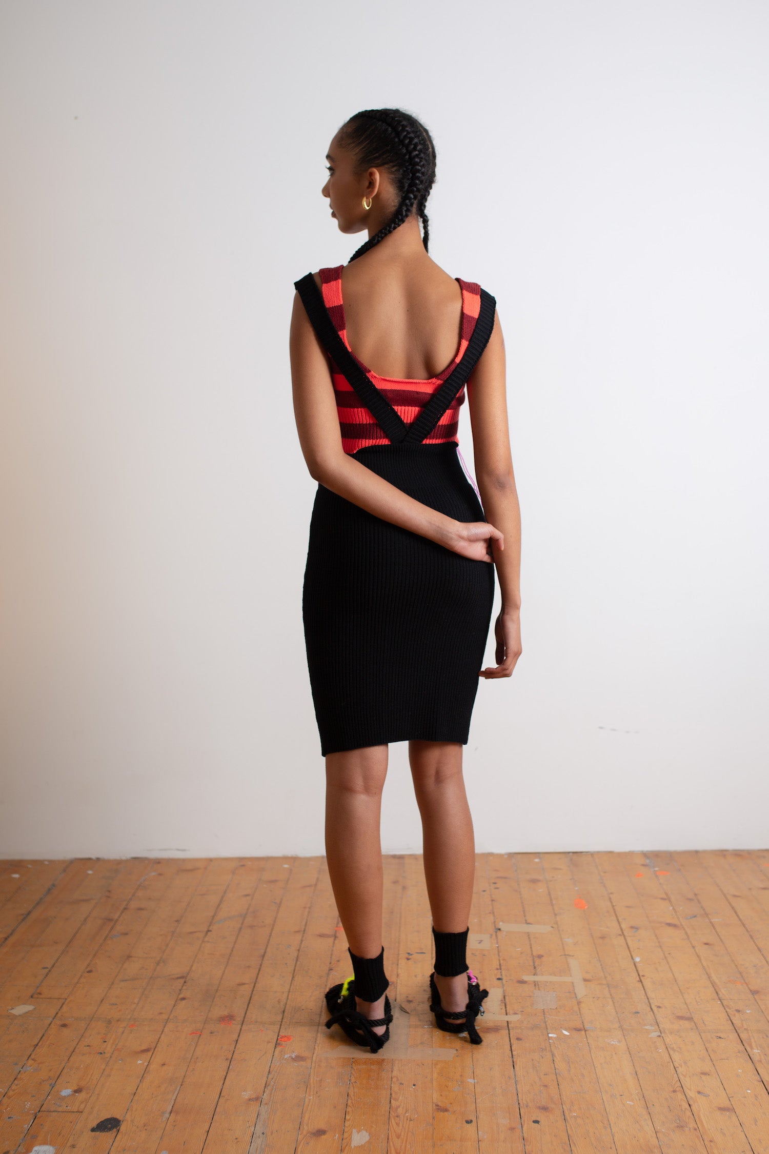 DAPHNE Ribbed Tube Knit Skirt - Black
