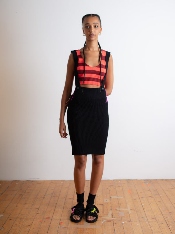 DAPHNE Ribbed Tube Knit Skirt - Black