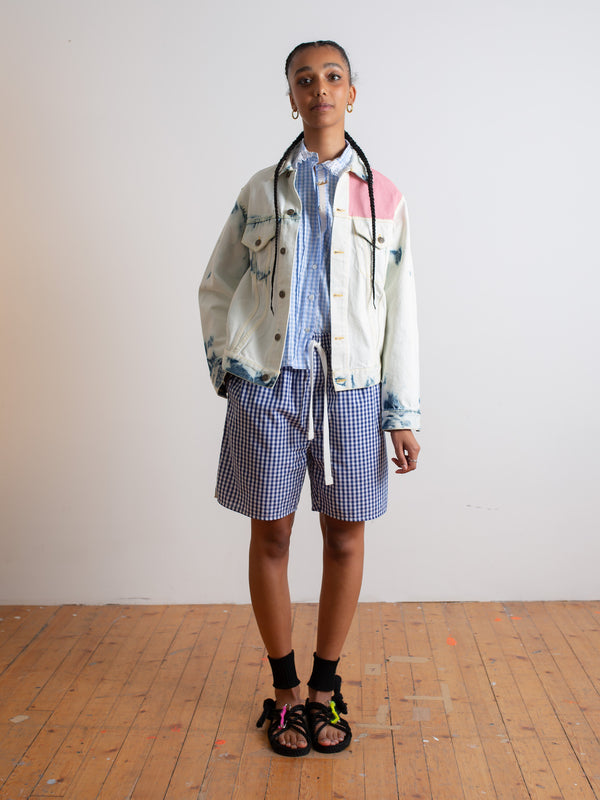 MAGALI Artisanal Acid Dyed Denim Jacket - Acid Denim / White / Pink