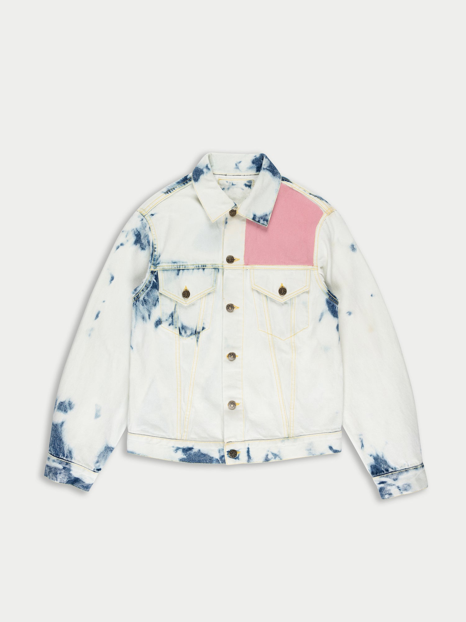 MAGALI Artisanal Acid Dyed Denim Jacket - Acid Denim / White / Pink