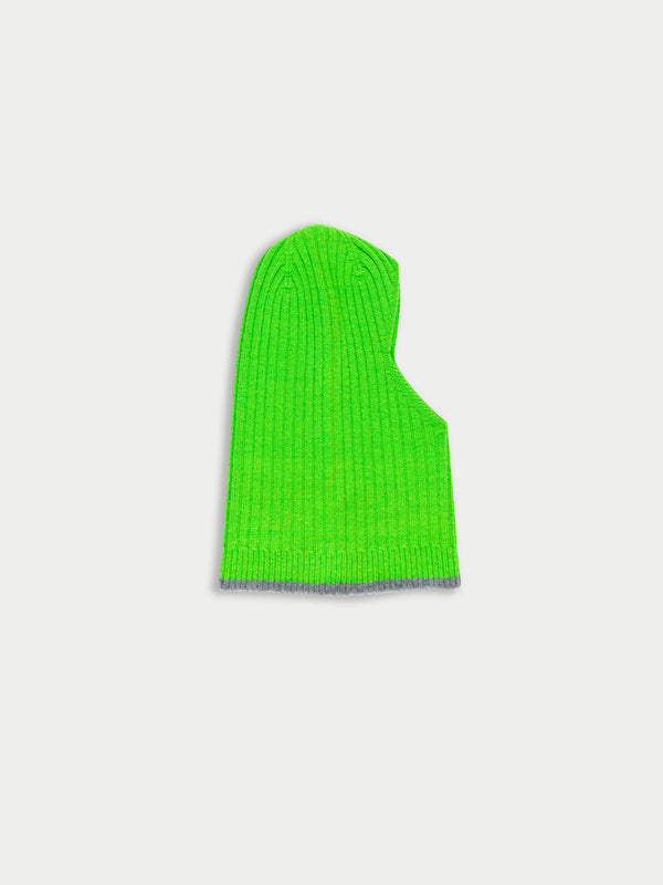 GASTON Ribbed Balaclava - Neon Green / Grey