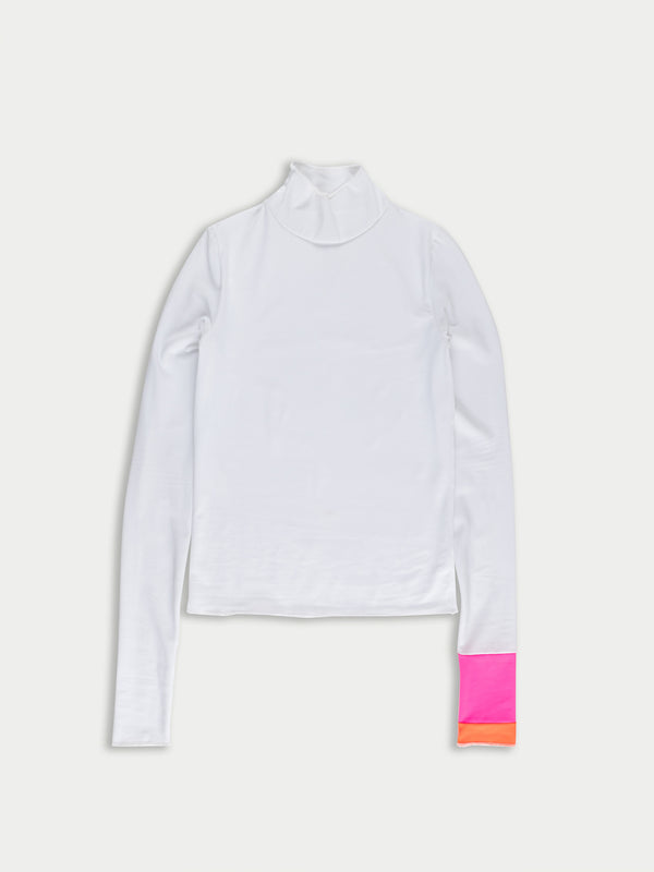 ILSE Lycra Body Top - White / Neon Pink