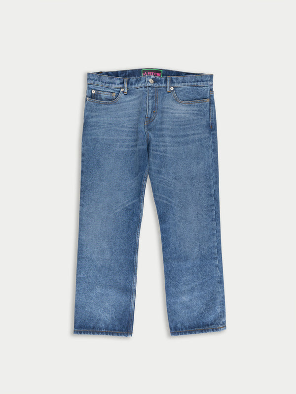 KATE Cropped Denim Jeans - Blue Denim