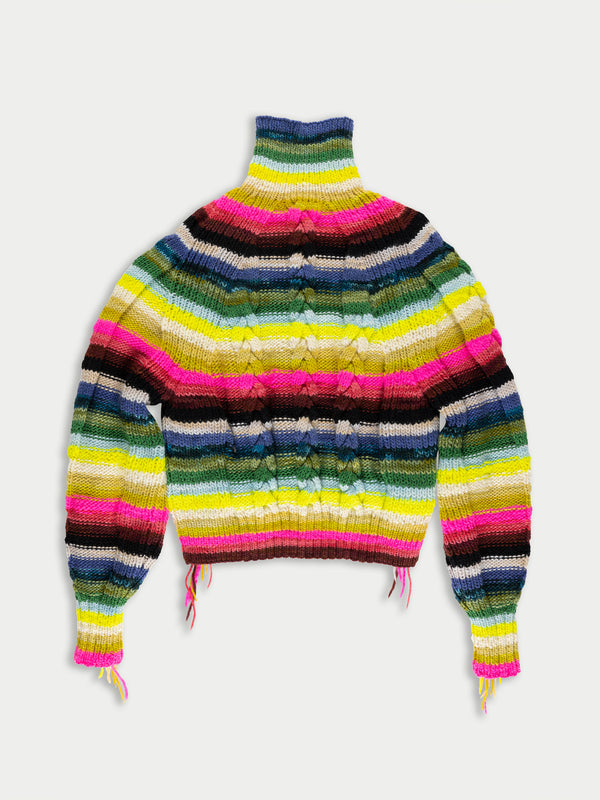 VIOLA Hand Knitted Striped Sweater - Multico