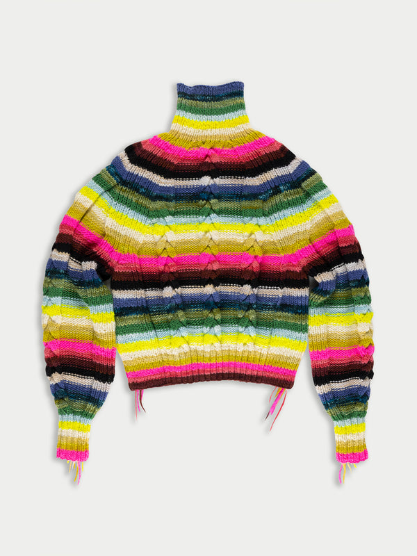 VIOLA Hand Knitted Striped Sweater - Multico