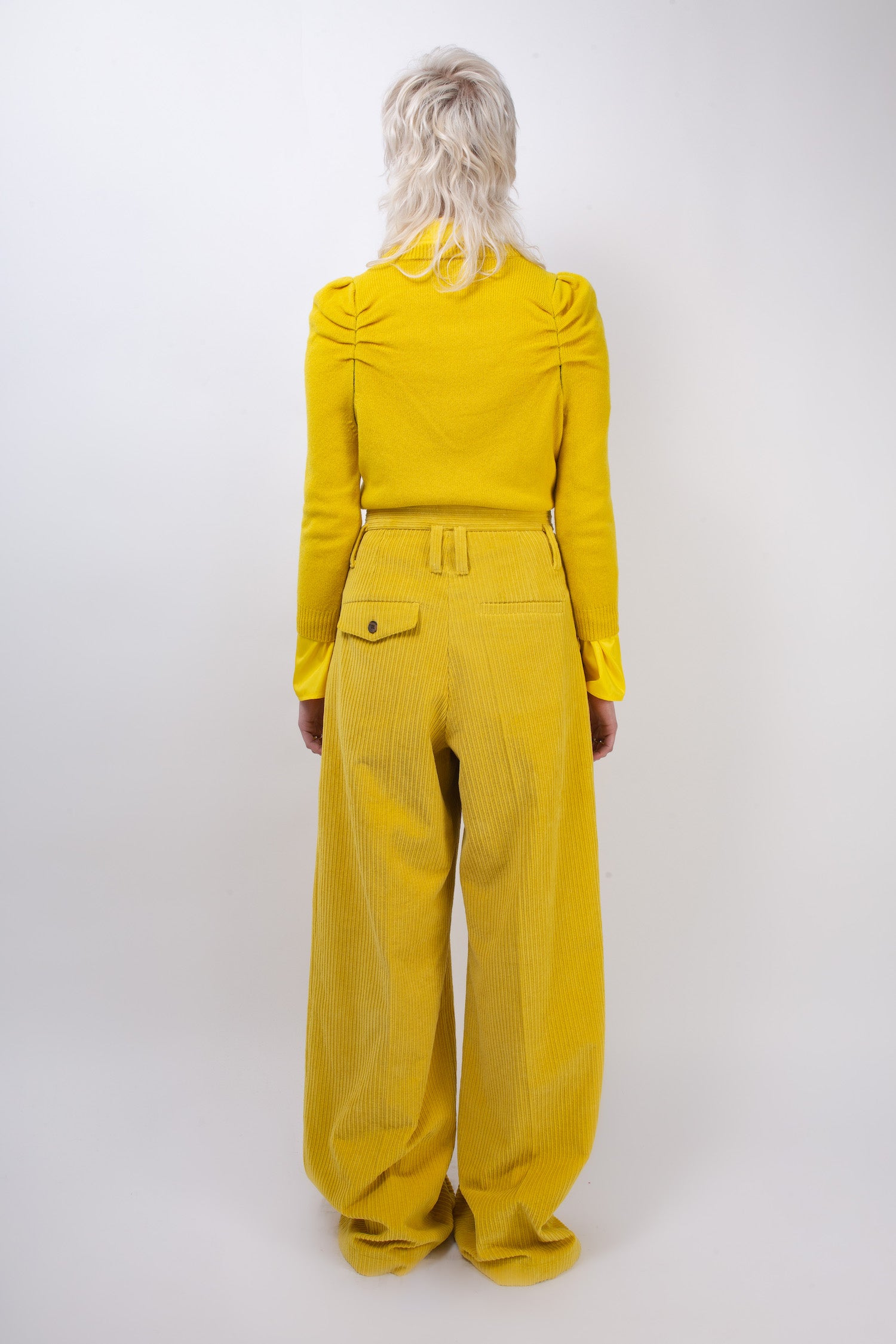 ANGIE Highwaisted Pleated Trousers - Yellow