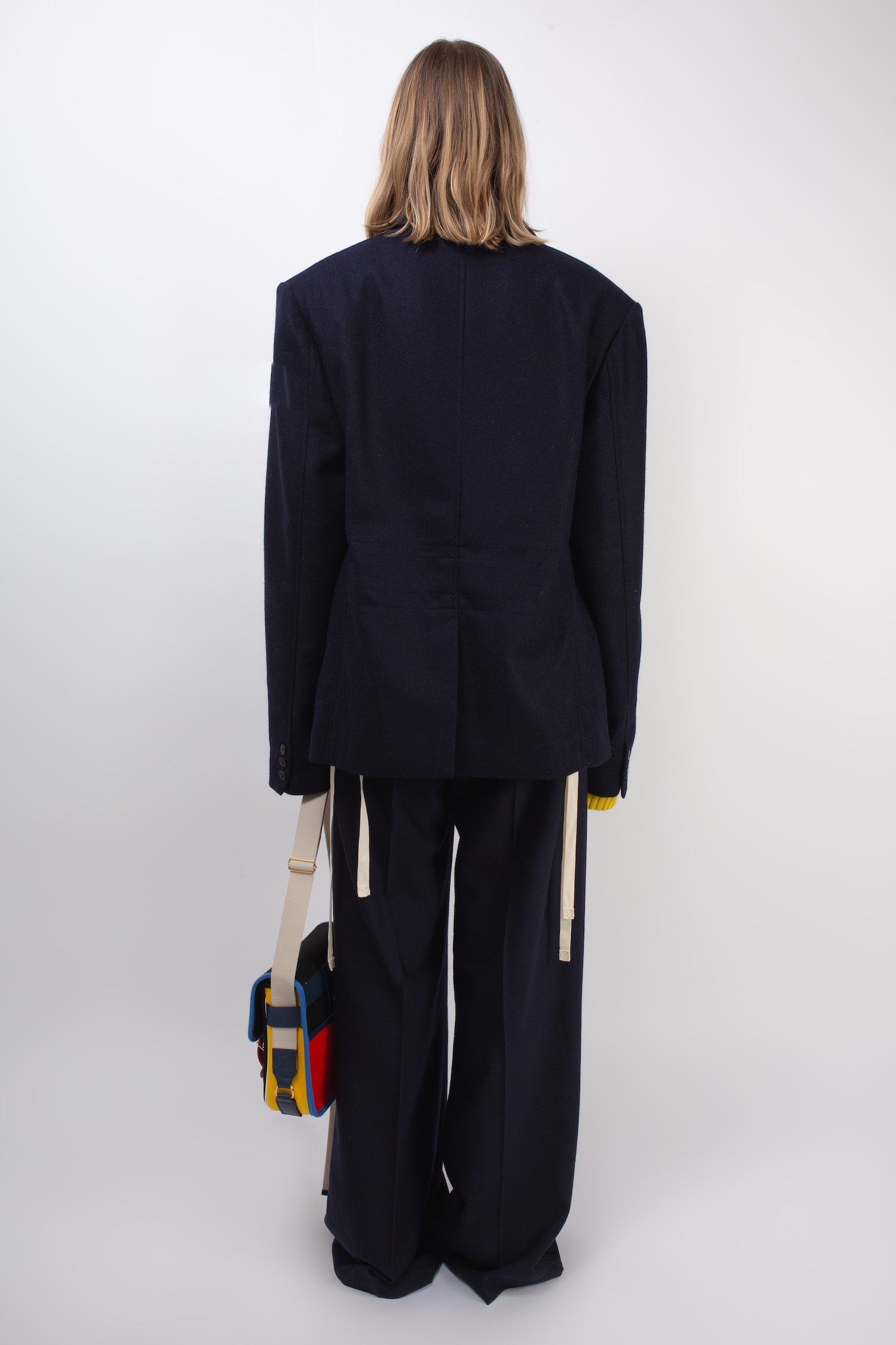 ANNIE X Oversized Tailored Jacket - Navy Tweed