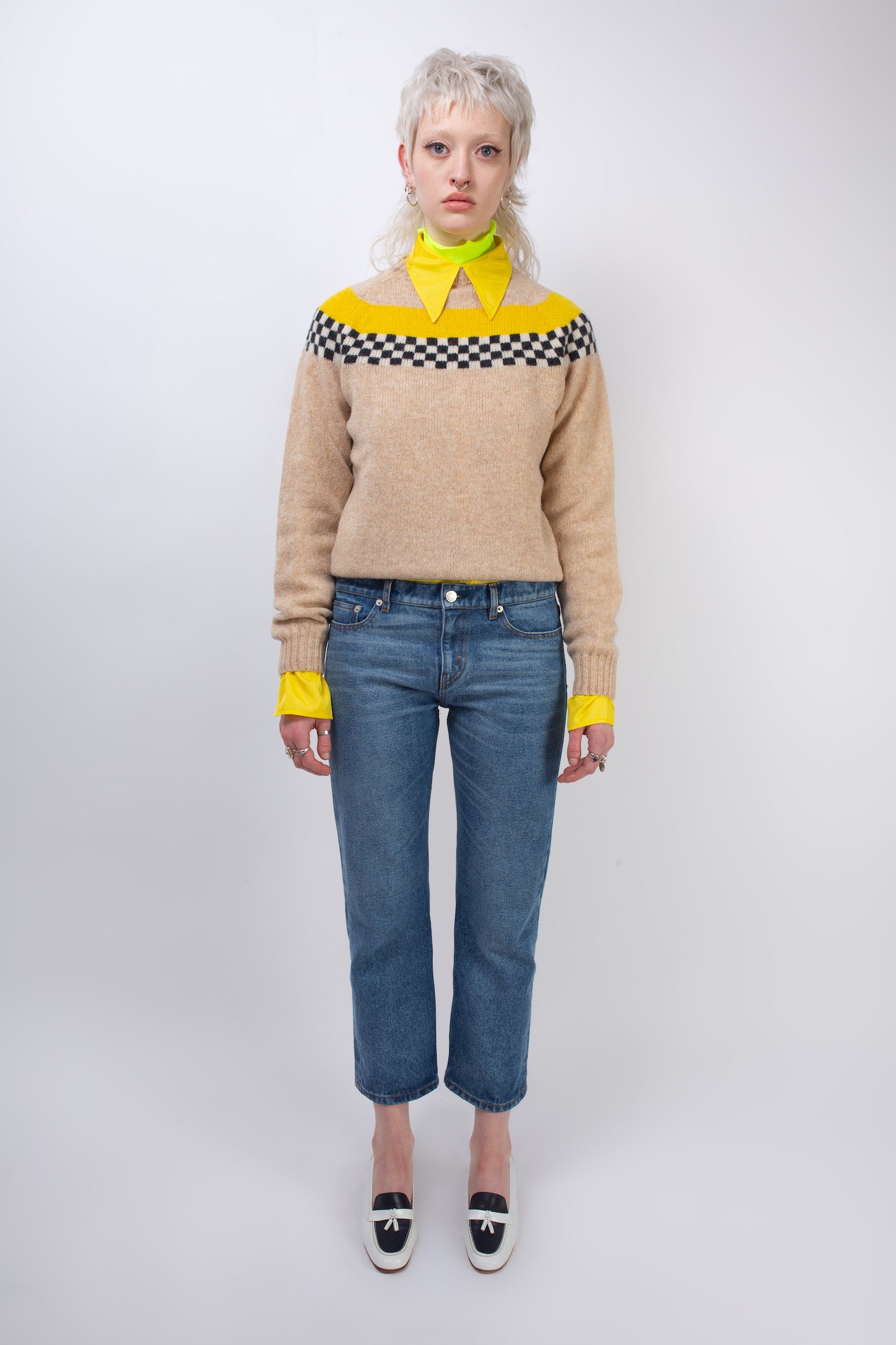 KATE Cropped Denim Jeans - Blue Denim