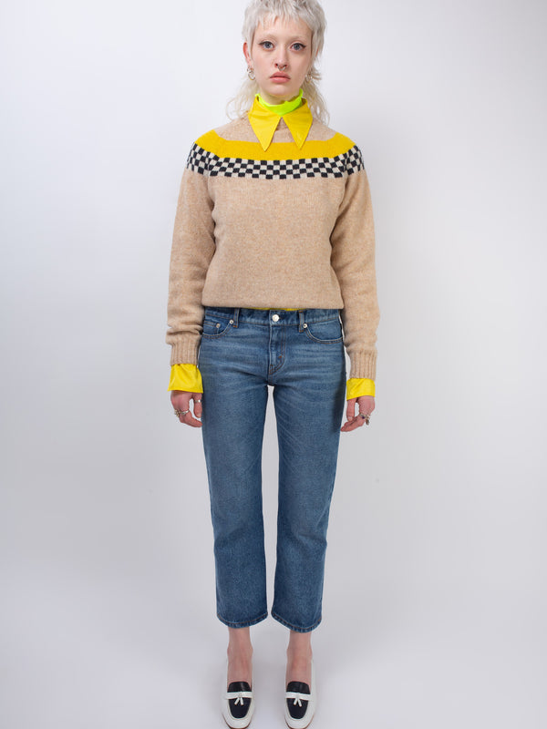 KATE Cropped Denim Jeans - Blue Denim