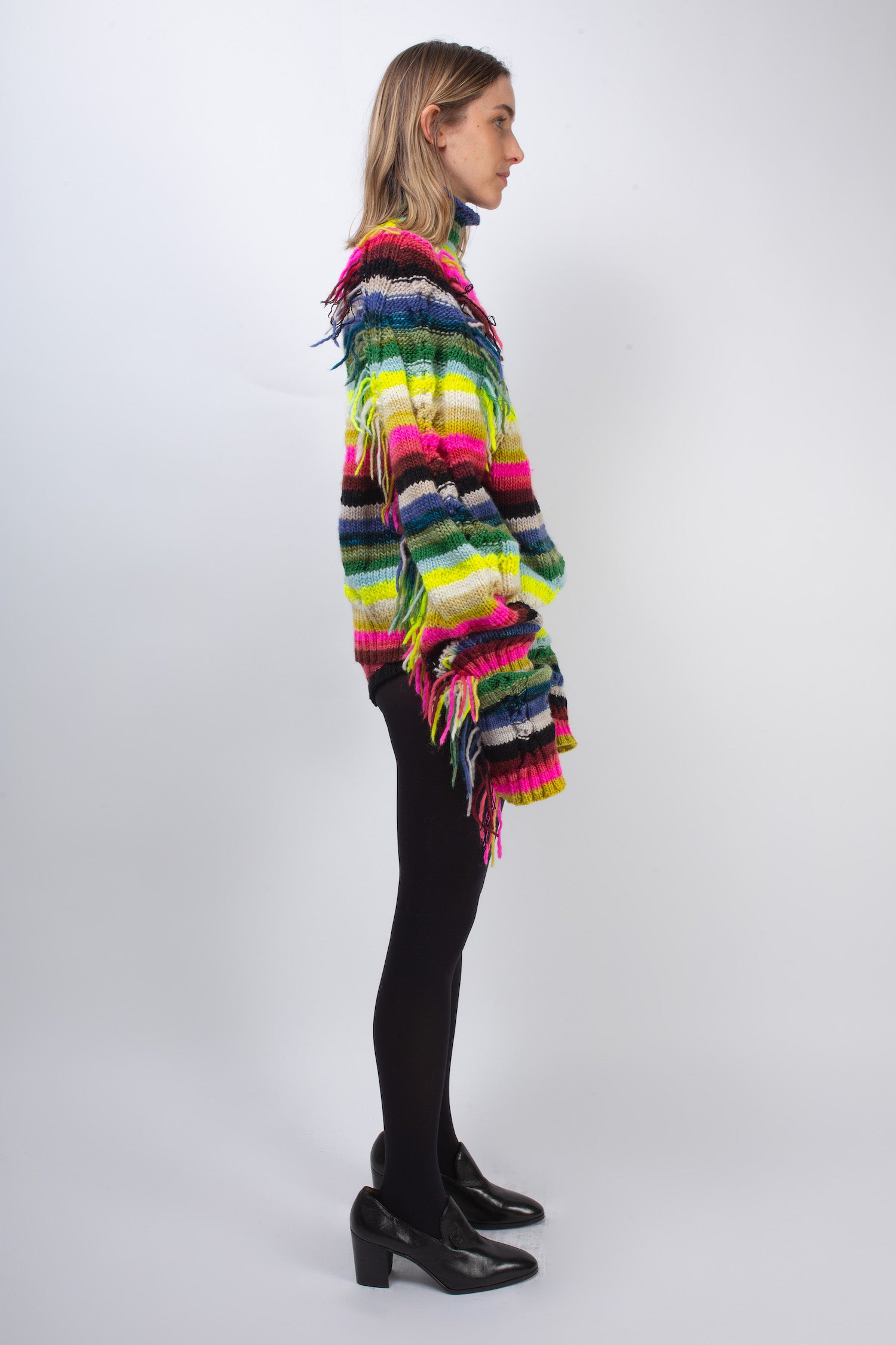 VIOLA Hand Knitted Striped Sweater - Multico