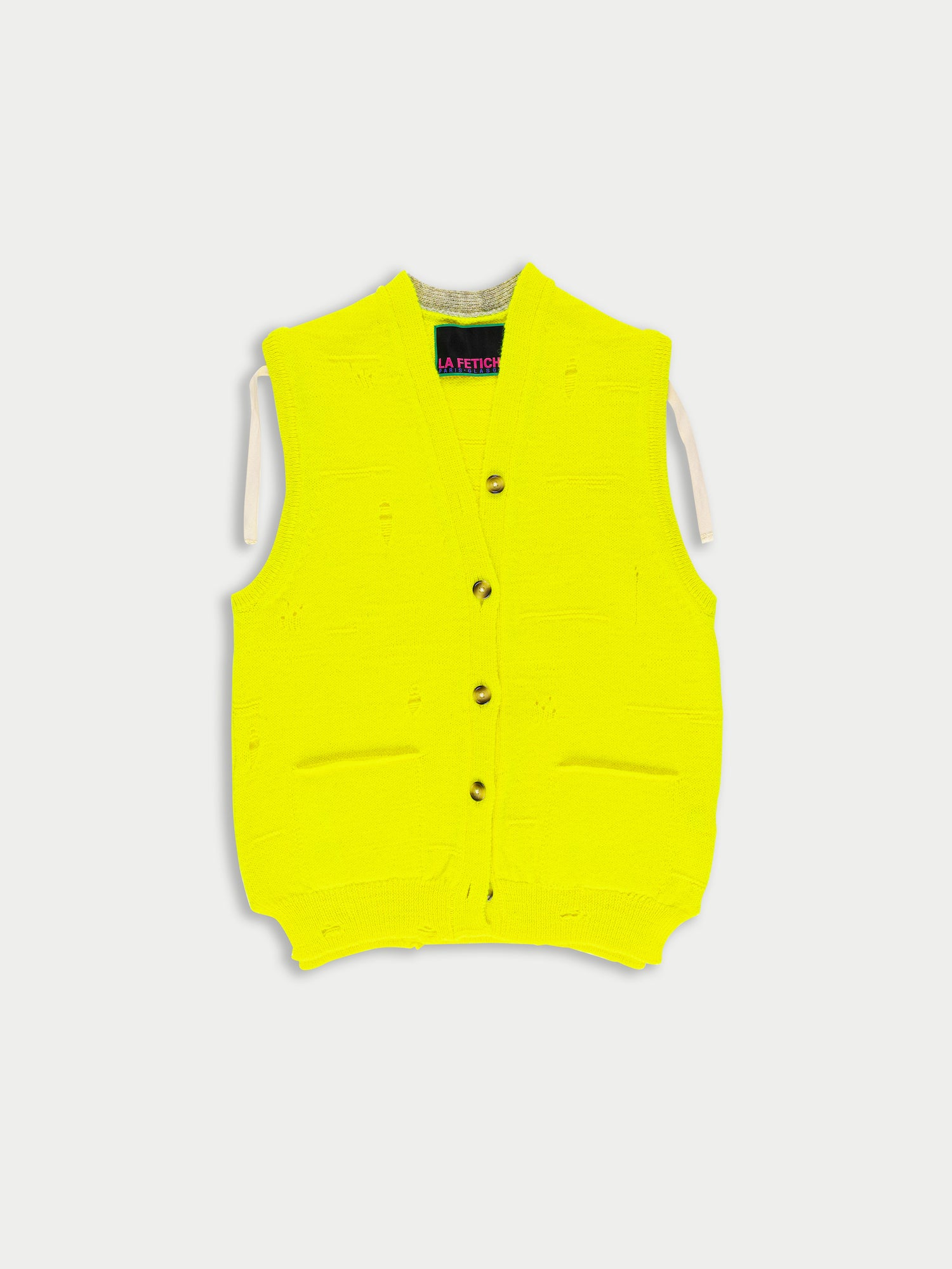 JACOB Menswear Style Cardigan - Neon Yellow (no Sleeves)